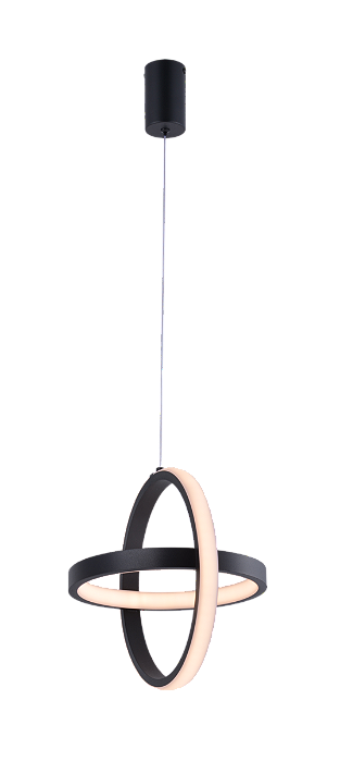 Pendente LED 26W 3000K 1820lm Bivolt de 22cm em Metal Preto e Silicone