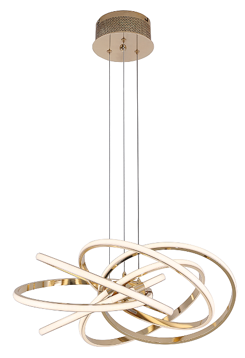 Pendente LED 56x20cm 43W 3500K Bivolt Metal Dourado e Silicone com Cabo de 1,5m