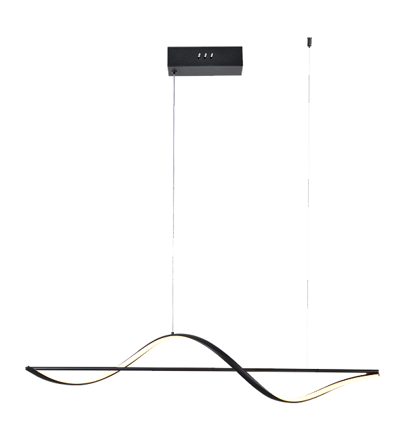 Pendente LED 120CM 30W 2100LM 3000K Bivolt Alumínio Preto e Silicone com Cabo de 2M