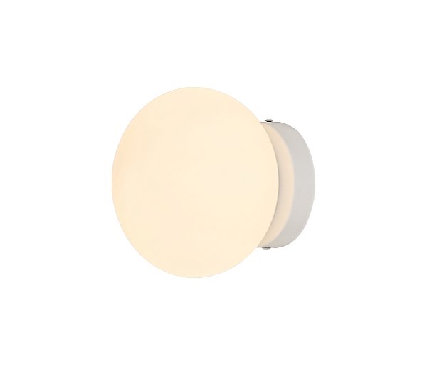 Arandela de Parede Redonda Ø18x12cm Metal Branco e Vidro Branco Fosco com Soquete G9