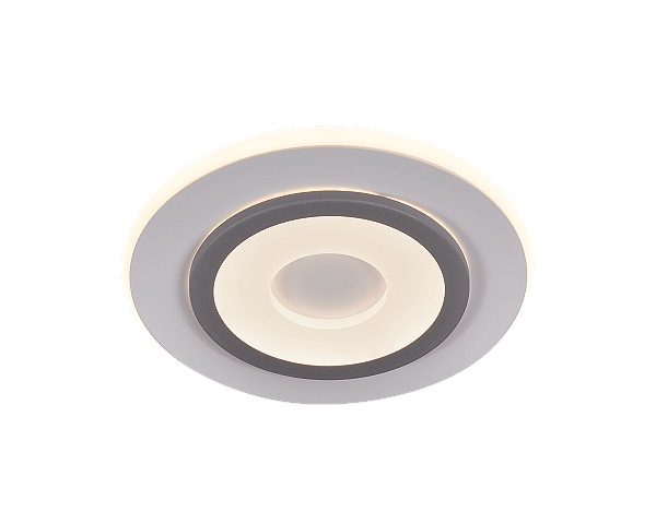 Arandela LED Redonda 24cm 27W 3000K 2700lm Bivolt Metal Branco e Cinza com Acrílico