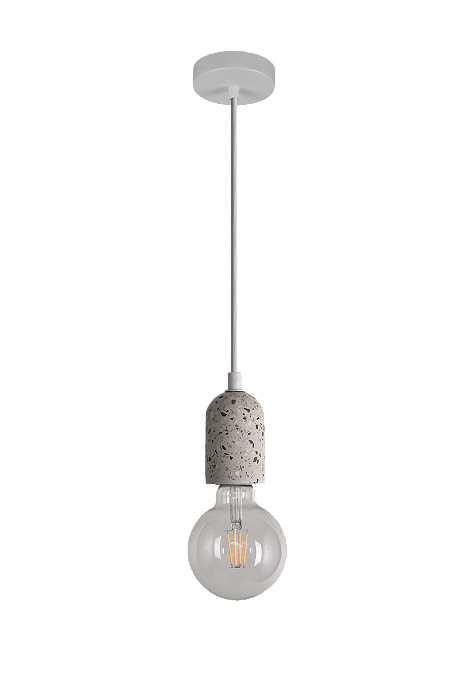 Pendente de Metal e Concreto com Pedra E27 6x9cm Cabo 2m