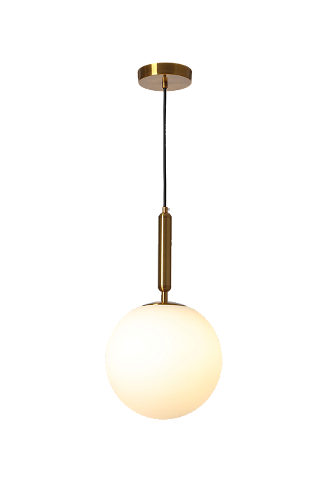 Pendente de Metal Bronze com Vidro Branco e Soquete E27 de 20cm com Cabo de 1,5m