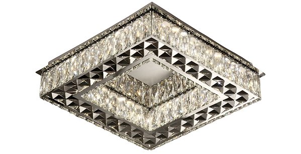 Plafon de Cristal 35cm 32W Multitemperatura com Controle Remoto e Acabamento Cromado