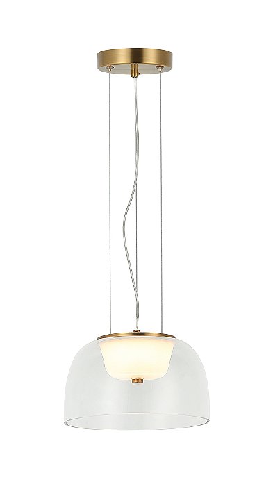 Pendente LED 22×13CM 12W 1200LM 3000K Bivolt Metal Bronze e Vidro Transparente