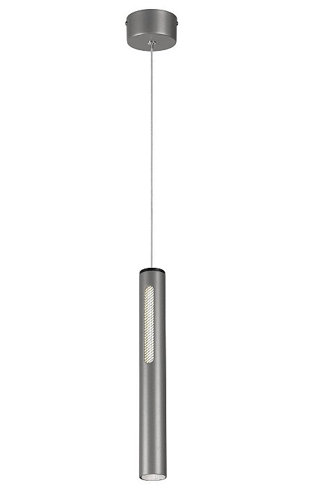 Pendente LED 32,5×4CM 7W 3000K 350LM Bivolt Metal Cinza e Acrílico com Cabo de 1,5M