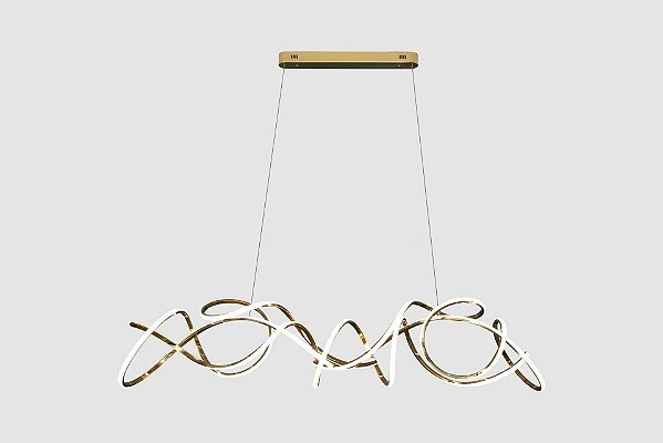 Pendente LED 153×30CM 131W 3000K 13100LM Bivolt Inox Dourado e Silicone com Cabo de 3M