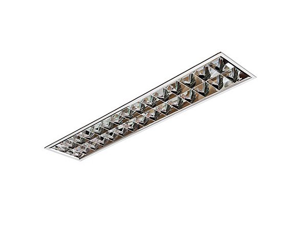 Luminária Comercial Slim de Embutir com Aletas 2x9W para Lâmpadas Tubulares T8
