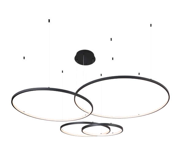Pendente de Teto LED 174W 12180lm 3000K Bivolt Alumínio Preto e Silicone com Cabo de 4m
