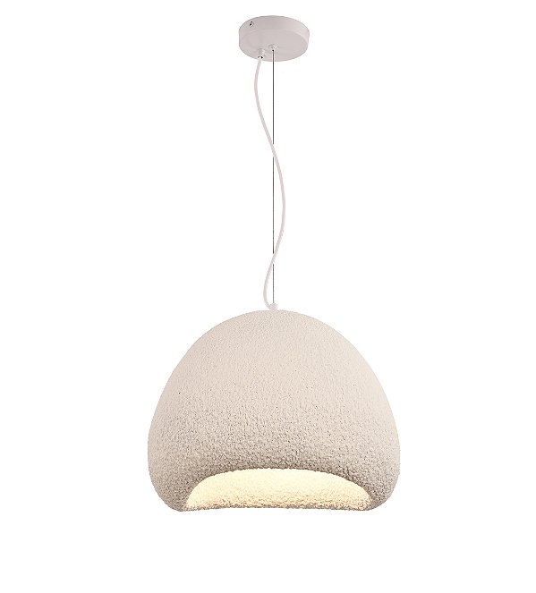Pendente de Teto E27 1 Lâmpada Metal e Resina Branco com Cabo de 3m
