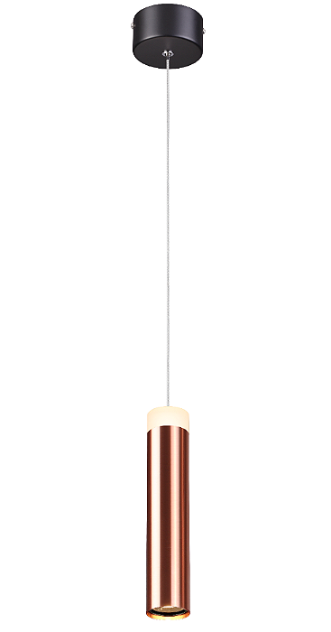 Pendente LED Cilíndrico 7W 3000K Bivolt Metal Bronze e Acrílico com Cabo de 2m