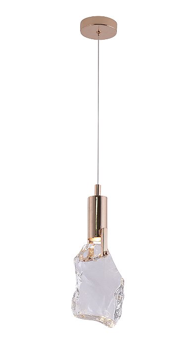 Pendente de Metal Dourado e Cristal com Lâmpada G9 Inclusa, 10×30×5CM, 3000K, Bivolt, Cabo de 2M