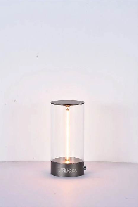 Abajur Sem Fio USB com Bateria Recarregável / 1W / 60LM / Dimerizável Bivolt / Metal Preto Magnético