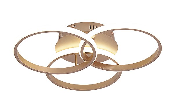 Plafon LED 45W 3375LM 3 Temperaturas de Cor Bivolt Alumínio Dourado e Silicone
