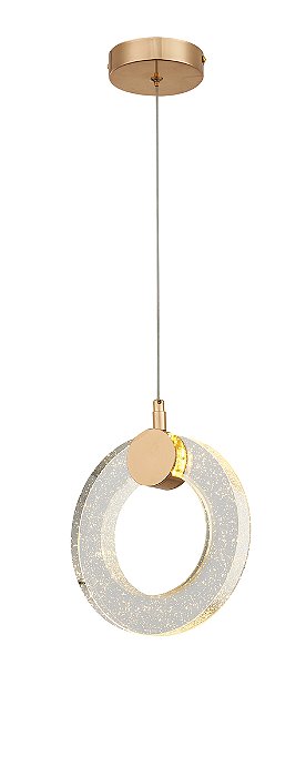 Pendente 20cm 6W 3000K Bivolt Metal e Cristal Rosé