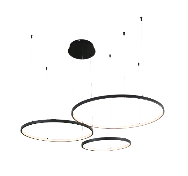 Pendente LED 112W 7840LM 3000K Bivolt Alumínio Preto e Silicone com Cabo de 4m