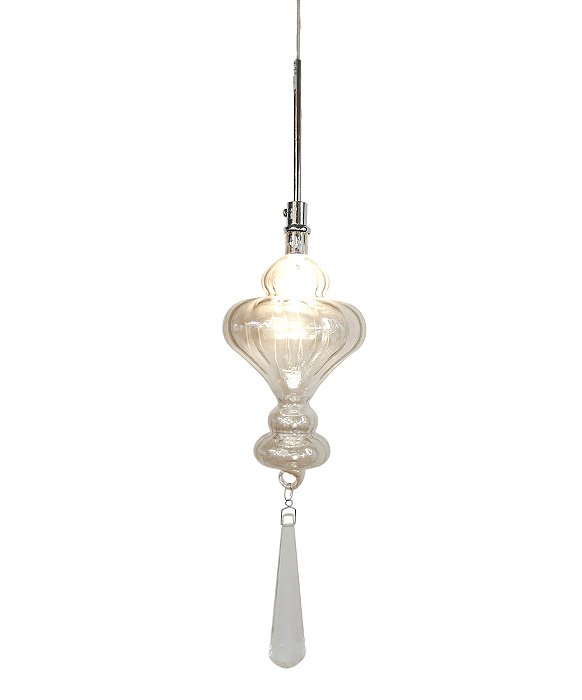 Pendente 10×35cm G4 Metal Cromado e Vidro com Cabo de 1,5m