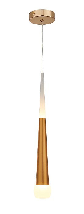 Pendente LED 5,5x43CM 5W 3000K Bivolt Metal Dourado e Acrílico com Cabo de 1,5M