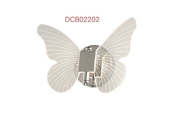 Arandela Mini Borboleta LED 6W 3000K Bivolt Metal Cromado e Acrílico 24x18cm