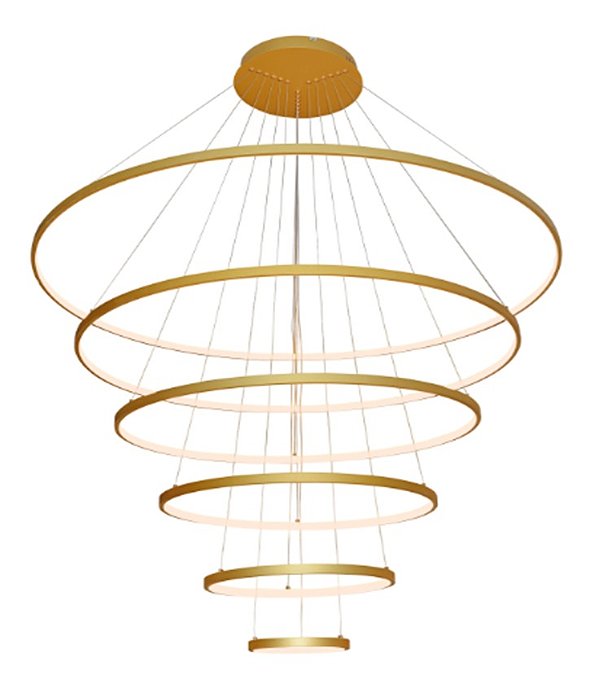 Pendente LED Anéis Concêntricos 264W 3000K 18480LM Bivolt Alumínio Dourado e Silicone