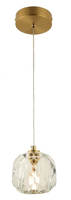Pendente de Metal Bronze e Cristal 10×10cm com Soquete G9