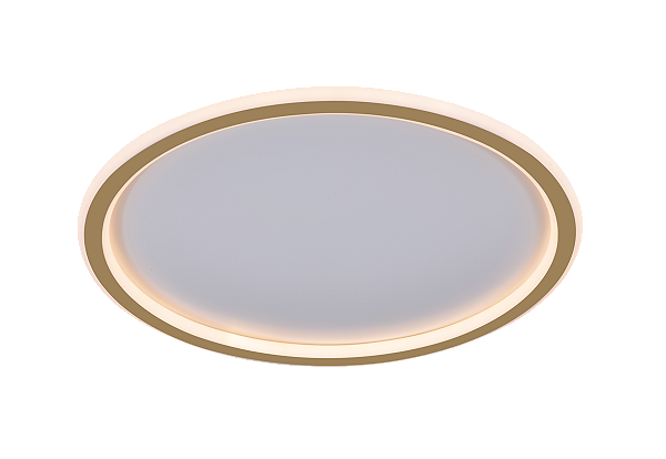 Plafon LED Redondo 40cm 49W 3000K Bivolt Metal Dourado e Silicone