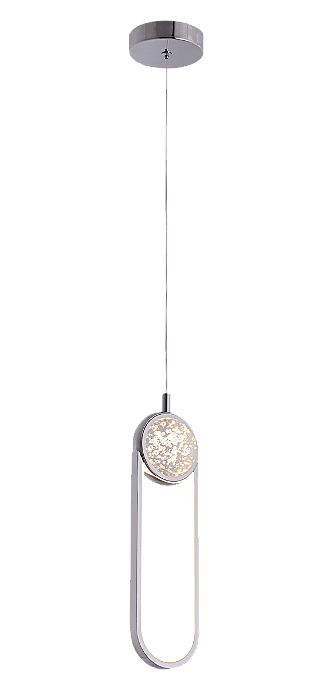 Pendente Cilíndrico de Cristal 10x30CM 17W 1275LM 3000K Bivolt Metal Cromado com Cabo de 2M