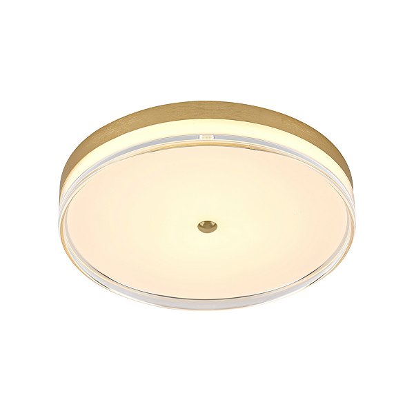 Plafon LED Redondo 60W 3000K/4500K/6000K 4800LM Bivolt Metal Dourado Escovado e Acrílico 40cm