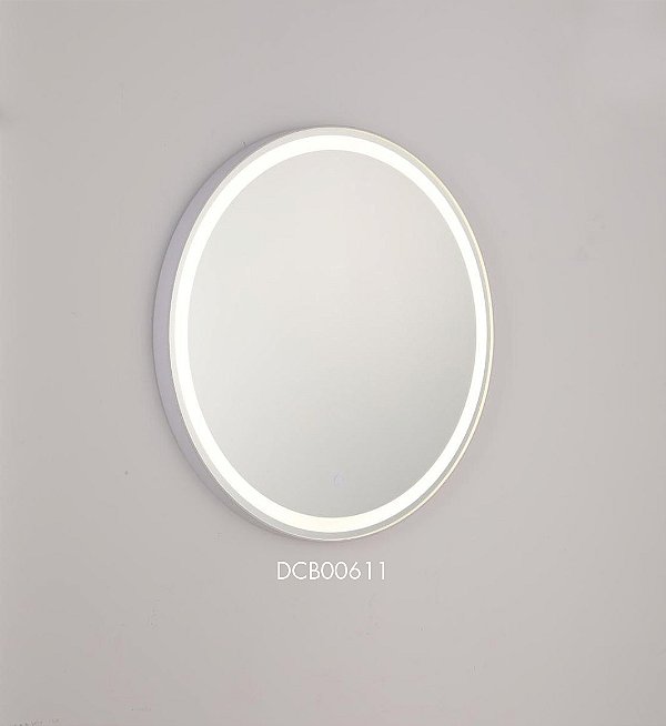 Espelho Redondo LED Dimerizável 58CM 24W 4000K 2400LM Bivolt IP67 Metal Branco e Acrílico