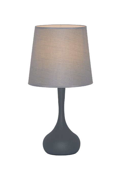 Abajur de Mesa Cinza com Cúpula de Linho 23x45cm E27×1 Metal Cinza+Cúpula Linho Cinza Cabo: 1,5M