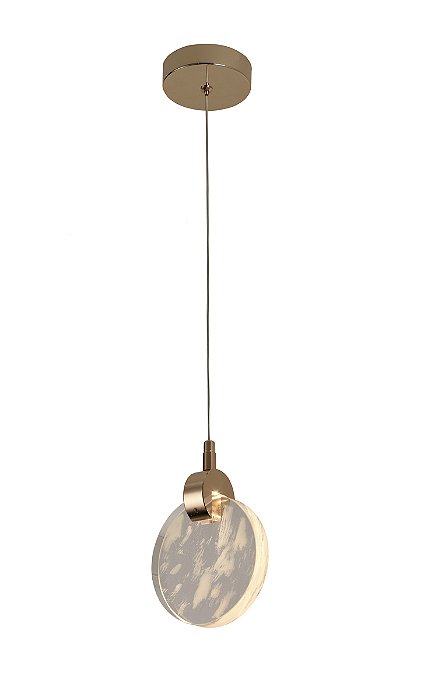 Pendente de Cristal Nuvem 13CM 5W 3000K Bivolt Metal Dourado com Cabo de 2M
