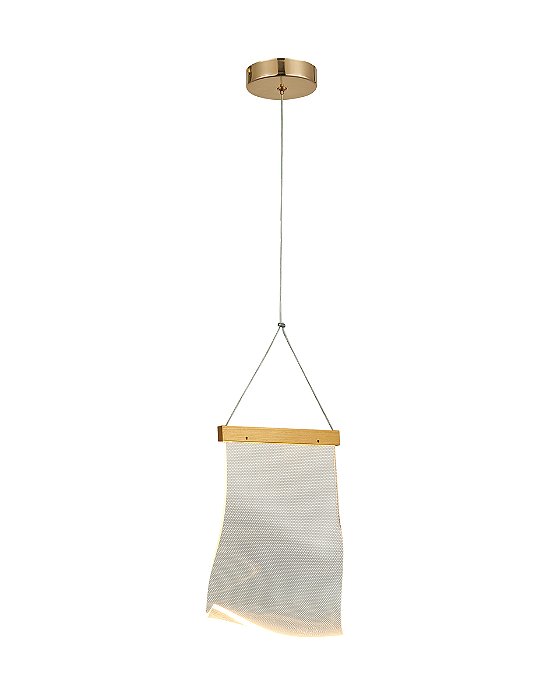 Pendente LED 5W 3000K Bivolt Metal Dourado e Acrílico com Cabo de 1,5M