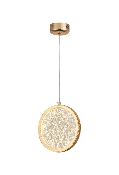 Pendente de Cristal Dourado 20cm 5W 3000K Bivolt com Cabo de 1,5m