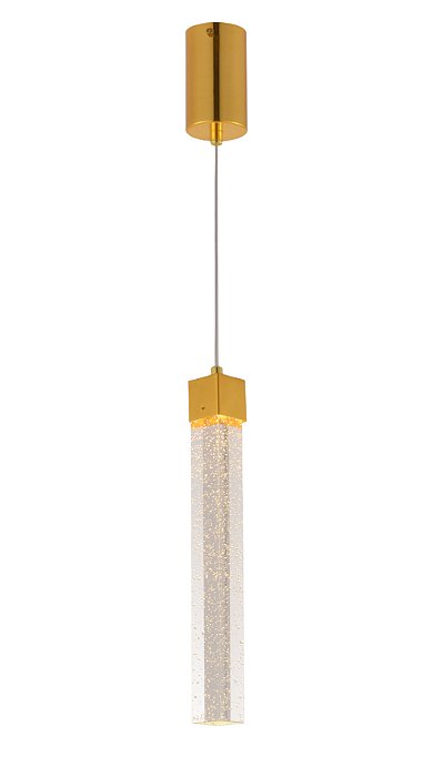 Pendente de Metal Dourado e Cristal 5W 3000K Bivolt com Cabo de 1,5m 3,5×50CM