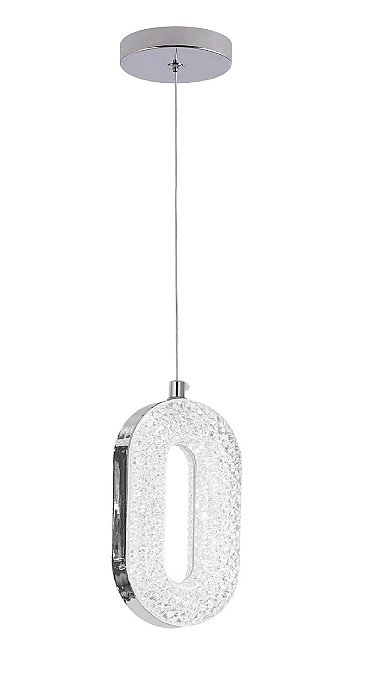 Pendente LED 8W 600LM 3000K Bivolt Metal Cromado e Plástico com Cabo de 1,5M