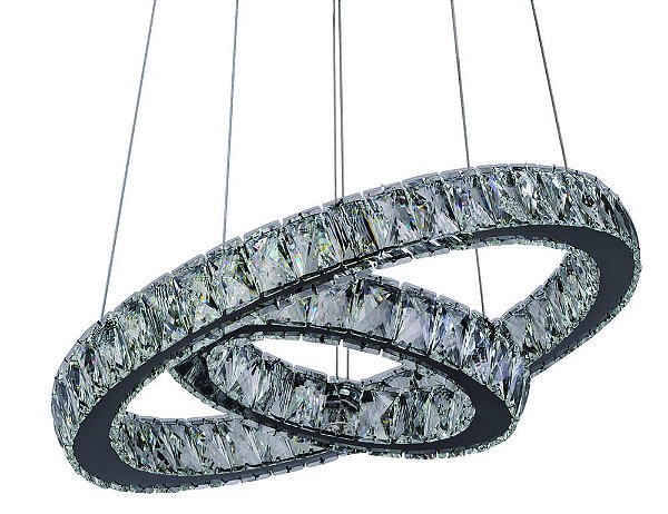Pendente de Cristal com Controle Remoto 66W 3000K 4000K 6000K Bivolt Metal Cromado
