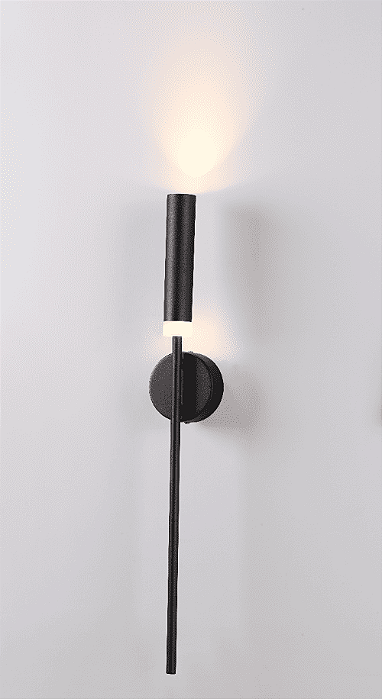 Arandela LED 65CM 7W 3000K Bivolt em Metal Preto e Acrílico