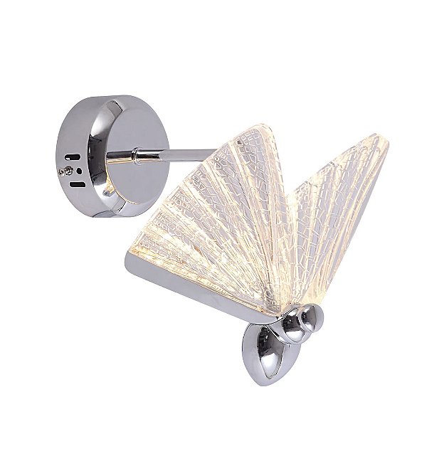Arandela Borboleta 17×15cm 6W 3000K Bivolt Metal Cromado e Acrílico