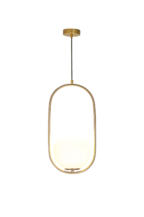 Pendente de Metal Bronze e Vidro Branco E27 26x50cm