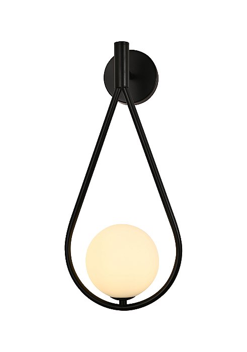 Arandela de Parede 17×40cm G9×1 em Metal Preto e Vidro Branco 12cm