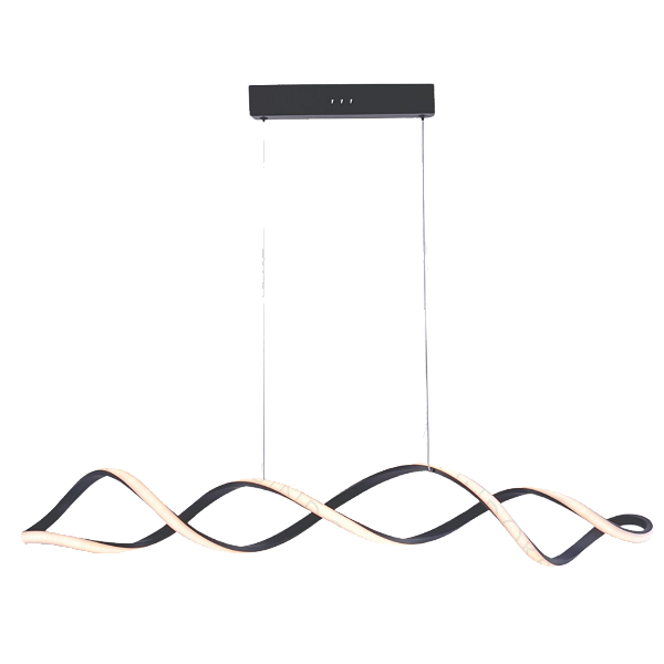 Pendente Espiral Led Metal Preto 103x15cm 56W 4200lm 3000K Bivolt com Silicone e Cabo de 1,5M