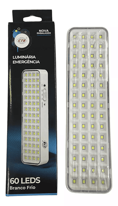 Luminária de Emergência 5W 6500K 60 LEDs Bivolt