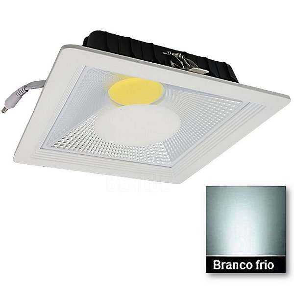 Luminária Painel COB LED 30W de Embutir Quadrado Luz Branco Frio