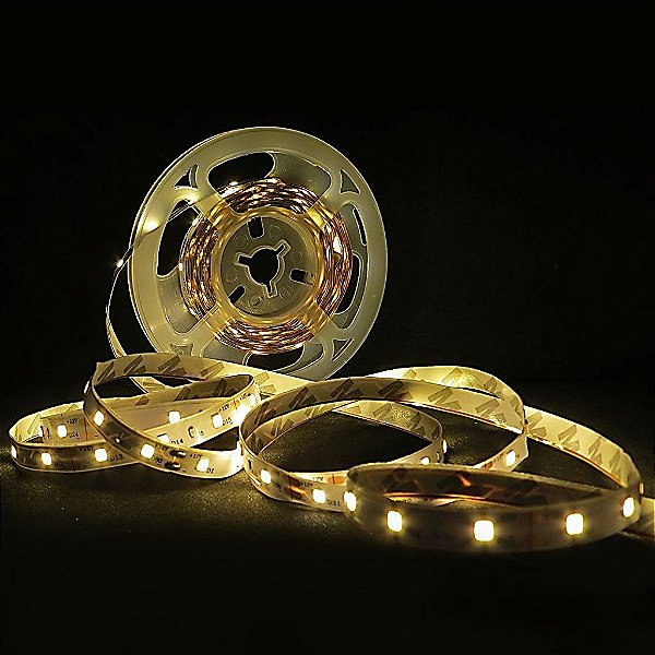 Fita LED SMD 3528 Branco Quente 5m 12V IP20 sem Silicone