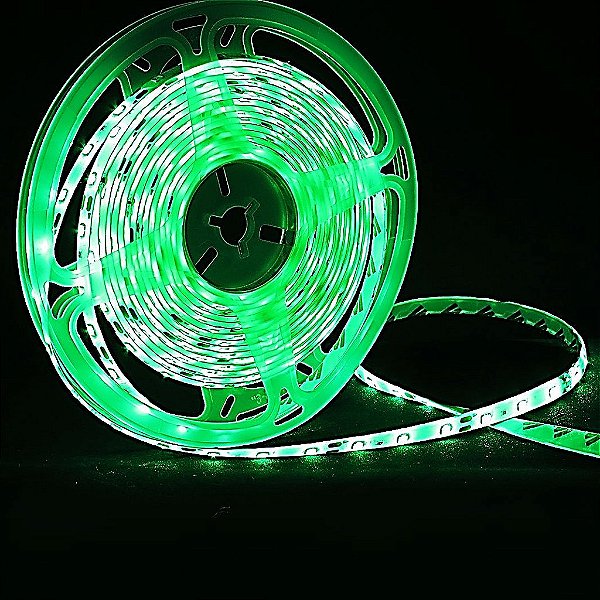 Fita LED 3528 Verde com Silicone IP65 12V - Rolo de 5 Metros