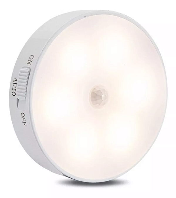 Luminária LED com Sensor de Presença USB Recarregável Branco Quente
