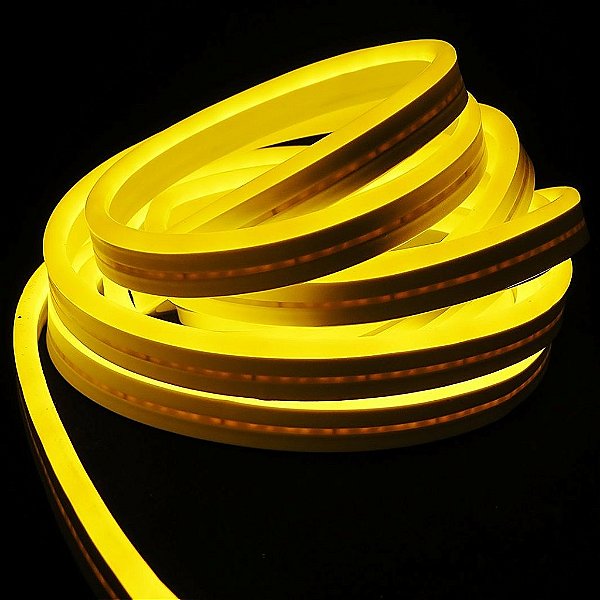 Mangueira LED Neon Flexível 12V Âmbar 1 Metro a Prova d'água