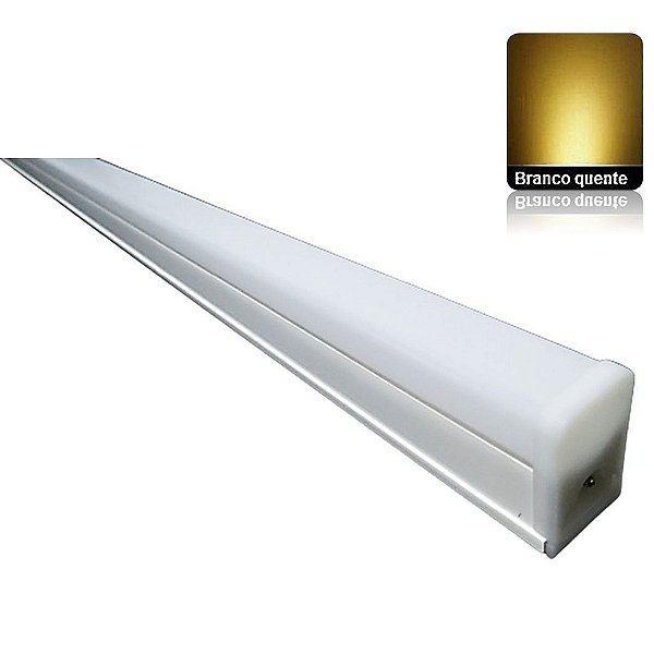 Luminária Tubular LED T5 9W com Calha 59cm Branco Quente