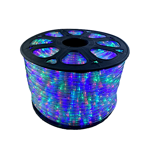 Mangueira LED Colorida 13mm 36 LEDs por Metro com Strobo 220V (Rolo de 100 Metros)