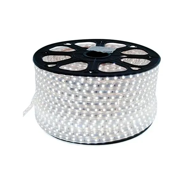 Mangueira Chata LED 5050 Branca Fria 60 LEDs por Metro 220V (Rolo com 100 Metros)